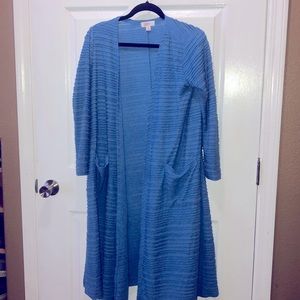 LuLaRoe Sarah Ruffled Blue Size S Used w/ snags